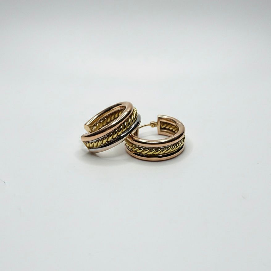 ARO TIPO ARGOLLA TRICOLOR EN ORO 18K