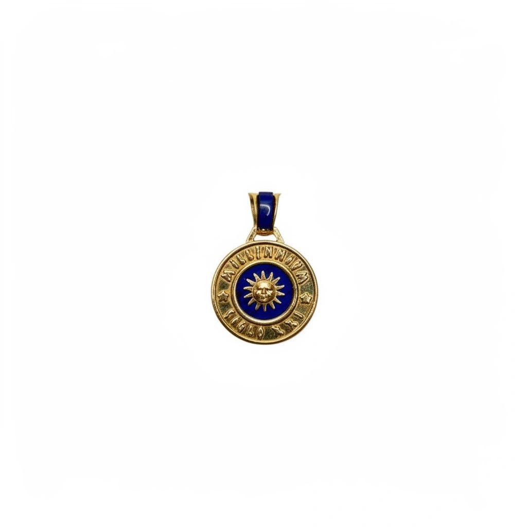 DIJE MEDALLA MILLENNIUM SIGLO XXI EN ORO 18K CON ESMALTE AZUL
