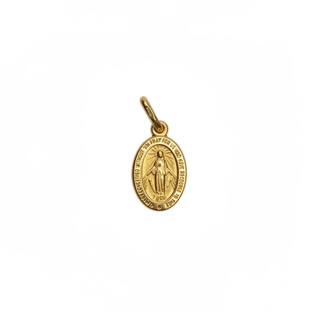 MEDALLA MILAGROSA VIRGEN MARIA DOBLE CARA EN ORO 18K