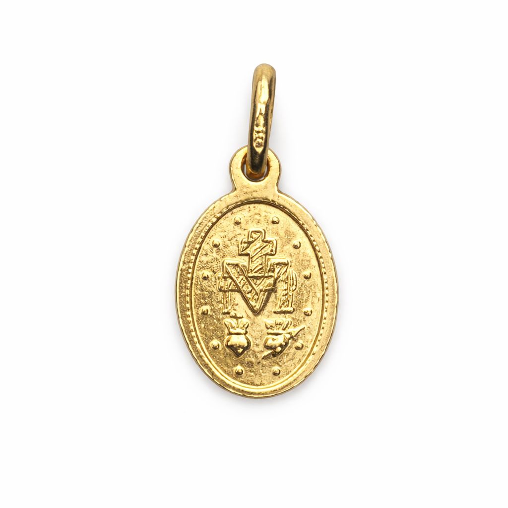 MEDALLA MILAGROSA VIRGEN MARIA DOBLE CARA EN ORO 18K