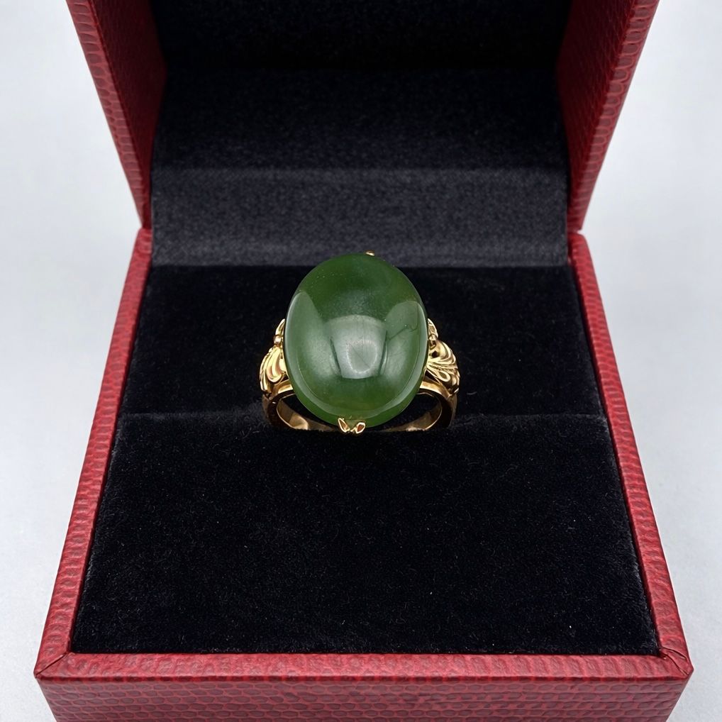 ANILLO ART DECO EN ORO 18K C/ JADE