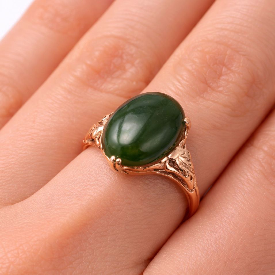ANILLO ART DECO EN ORO 18K C/ JADE