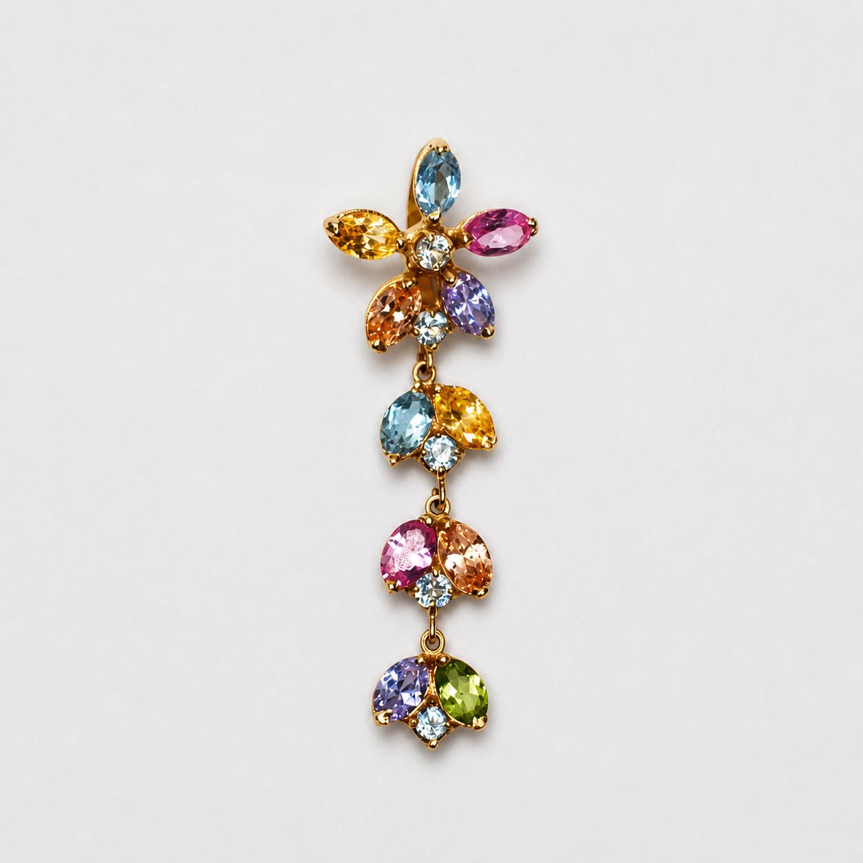 DIJE EN ORO 18 KILATES CON PIEDRAS NATURALES DE COLORES