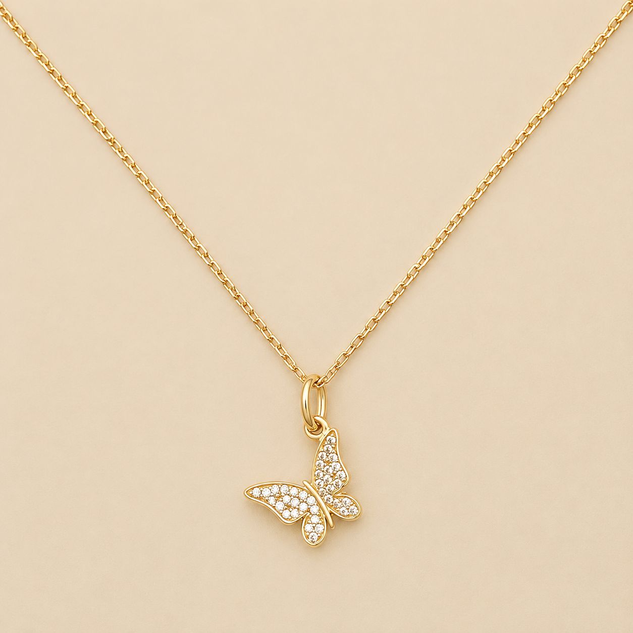 CONJUNTO CADENA CON DIJE MARIPOSA DE ORO 18K