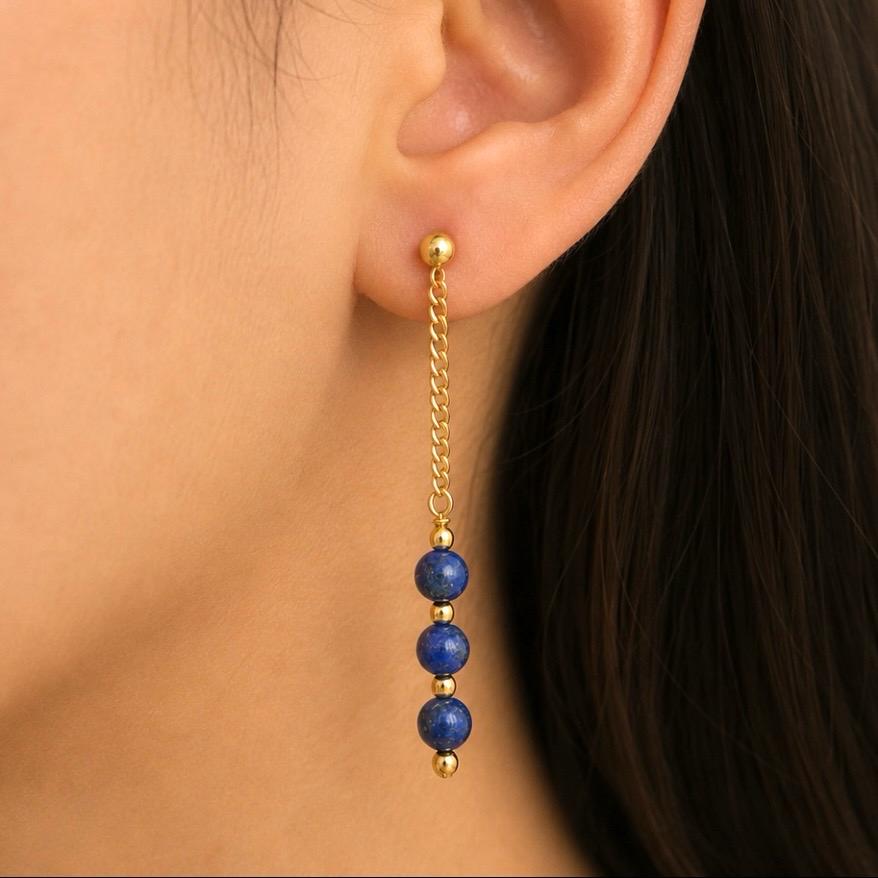 AROS COLGANTES CON LAPISLÁZULI EN ORO 18K