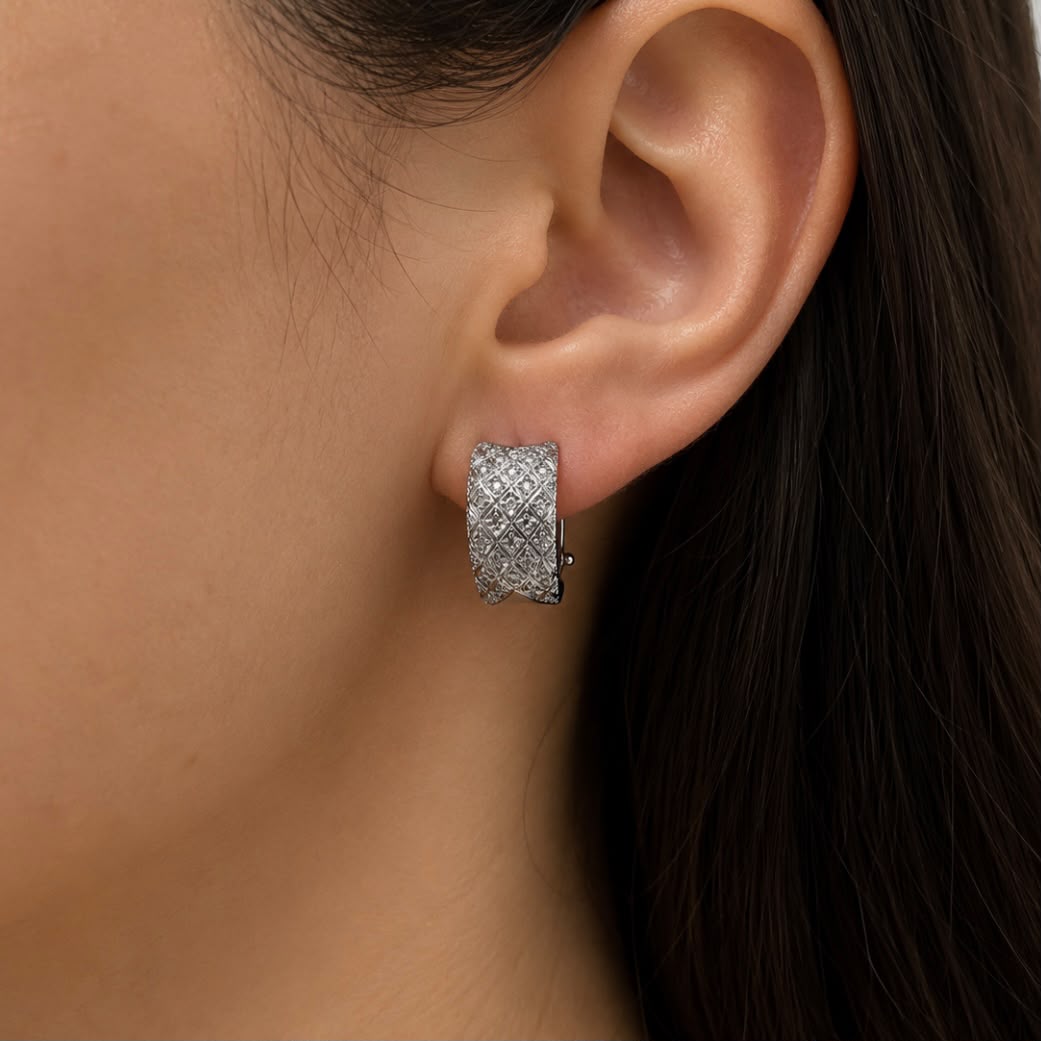 AROS SEMIARGOLLA DE BRILLANTES EN ORO BLANCO 18 KILATES