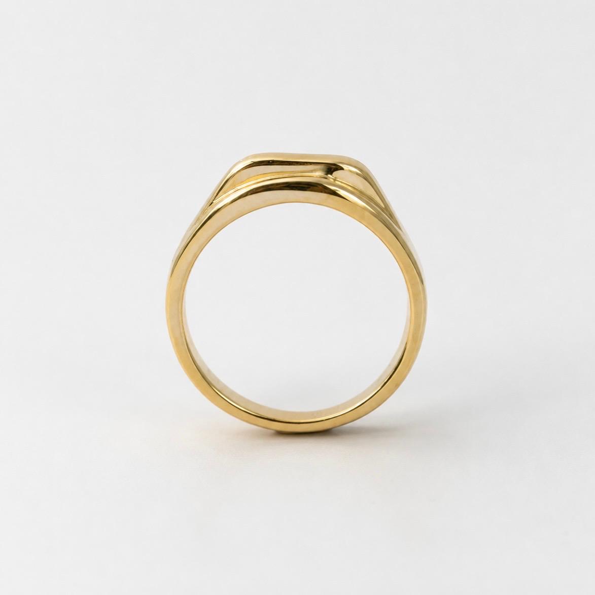 ANILLO SELLO EN ORO 14K CON BRILLANTE NATURAL