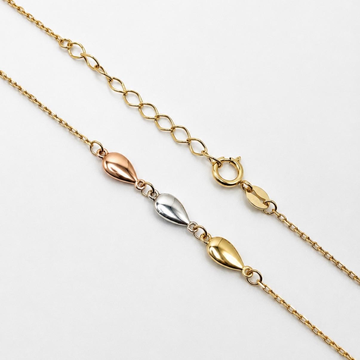 CADENA ITALIANA EN ORO 18K CON MOTIVOS GOTA TRICOLOR