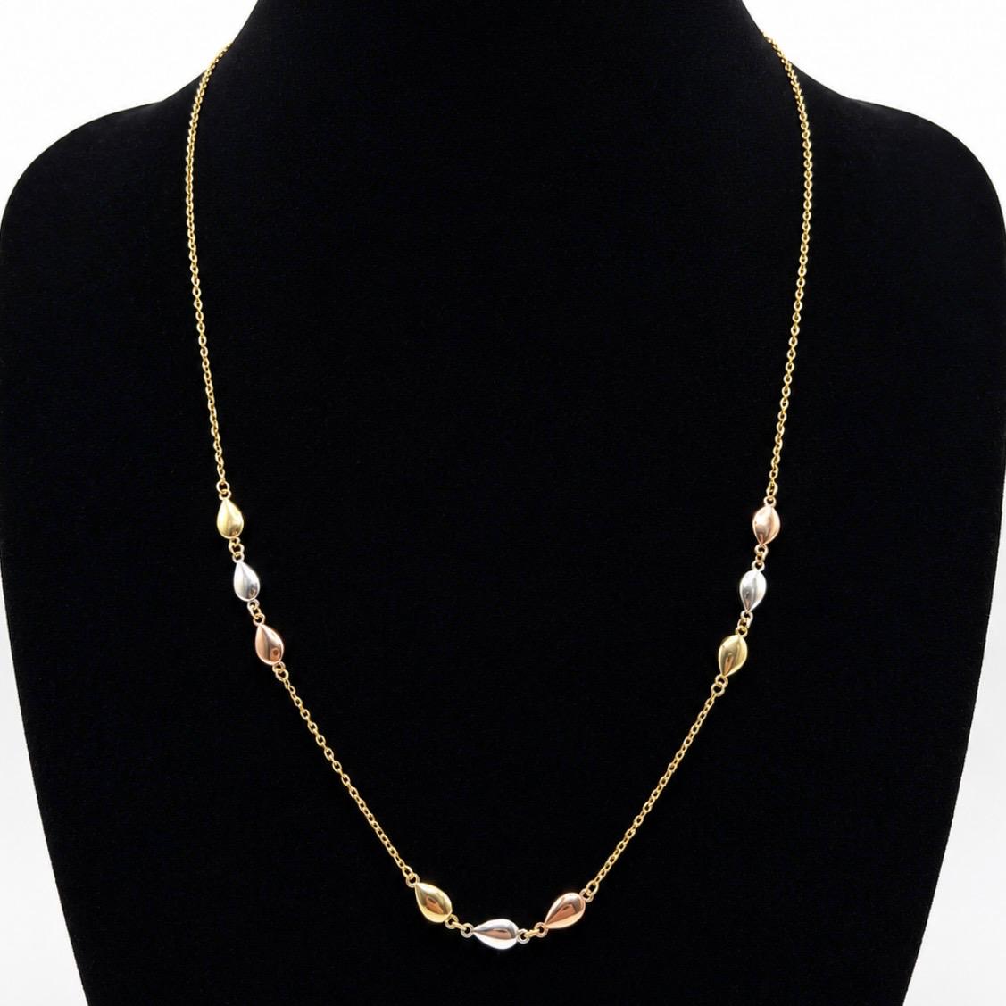 CADENA ITALIANA EN ORO 18K CON MOTIVOS GOTA TRICOLOR