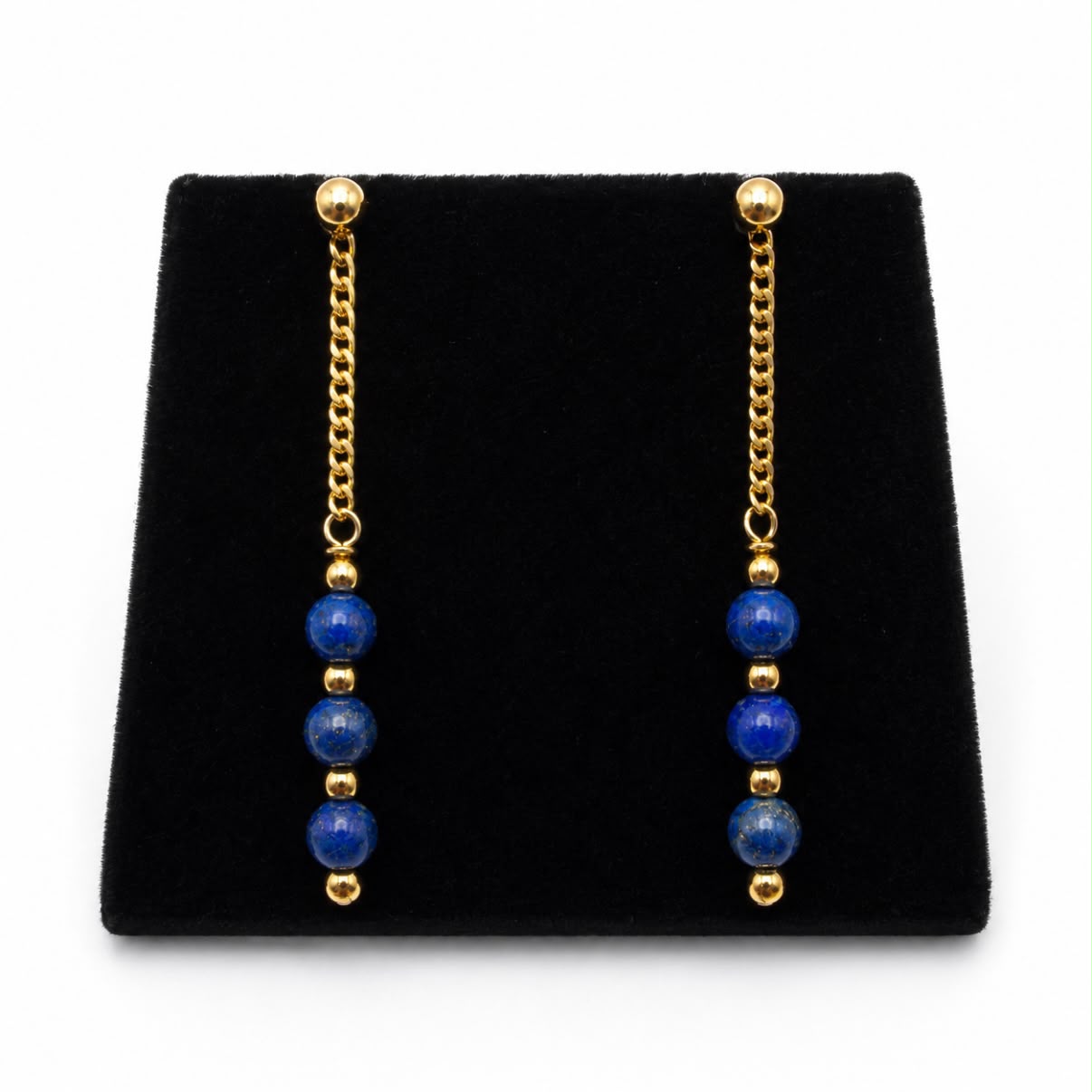 AROS COLGANTES CON LAPISLÁZULI EN ORO 18K