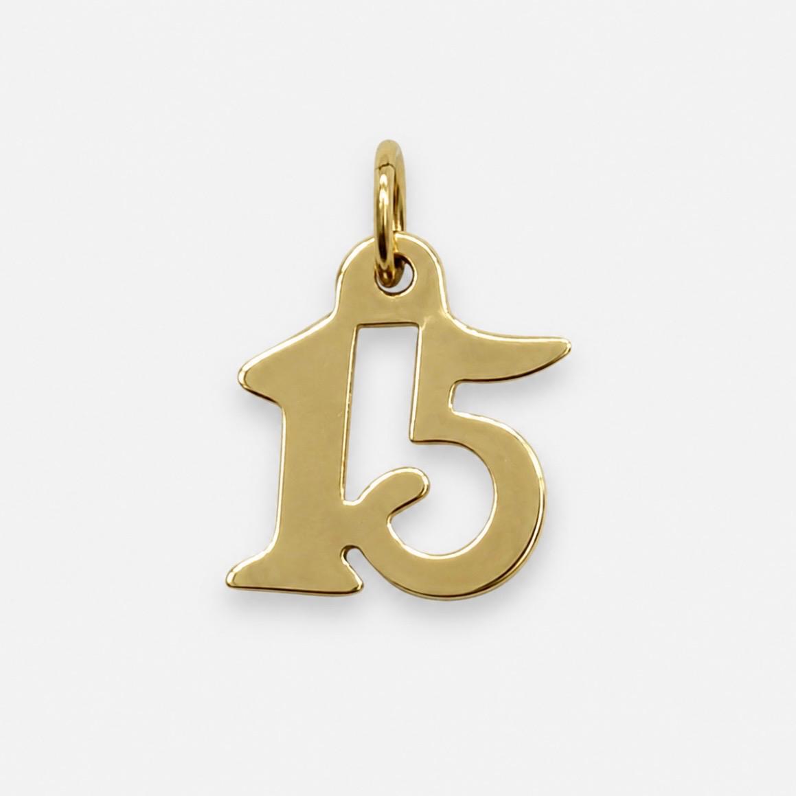 DIJE NÚMERO 15 EN ORO 18K