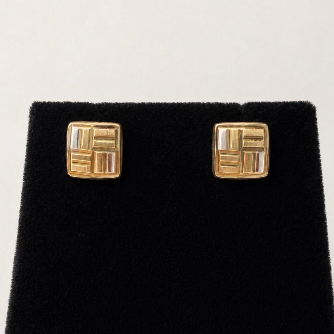 ARO GEOMÉTRICO TRICOLOR EN ORO 18K