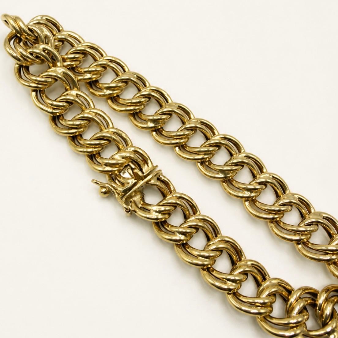 PULSERA DE ESLABÓN DOBLE ENTRELAZADO EN ORO 18K