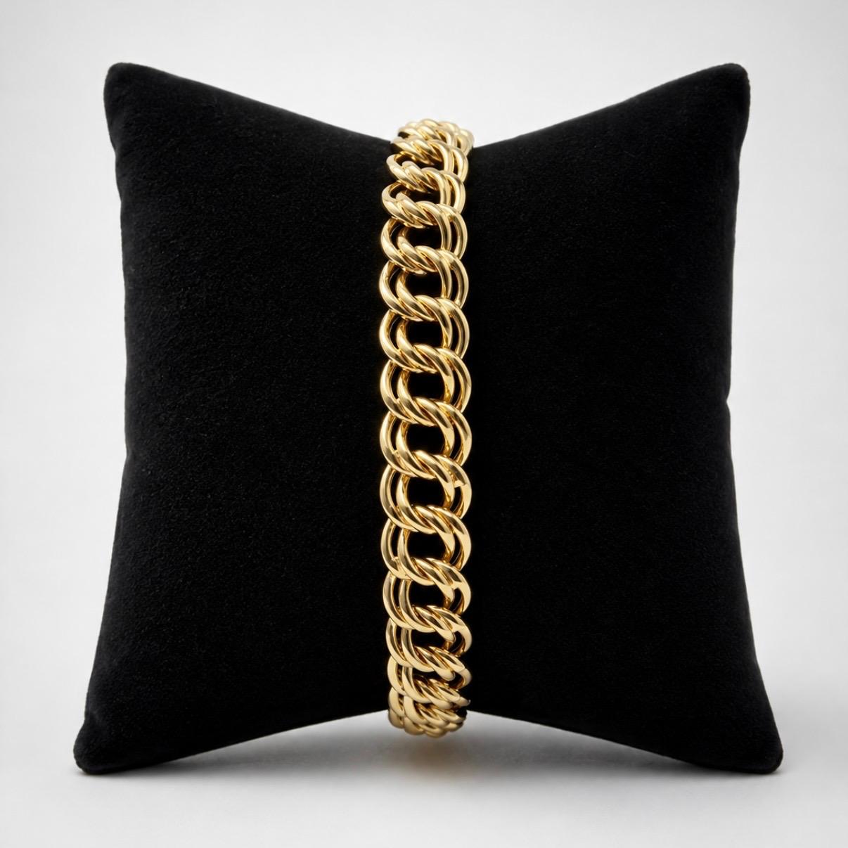PULSERA DE ESLABÓN DOBLE ENTRELAZADO EN ORO 18K
