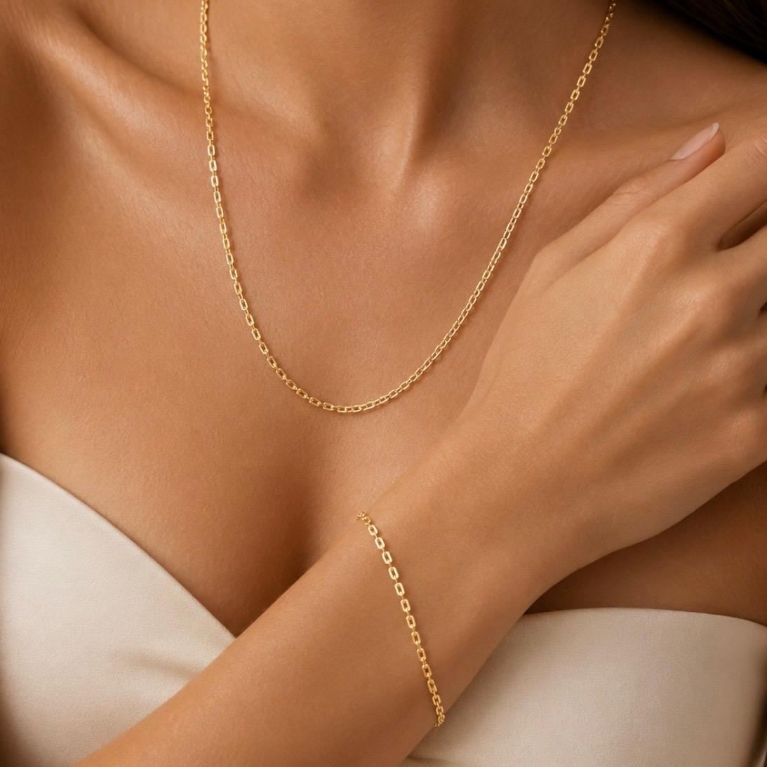 CONJUNTO FORZATINA RECTANGULAR EN ORO 18K